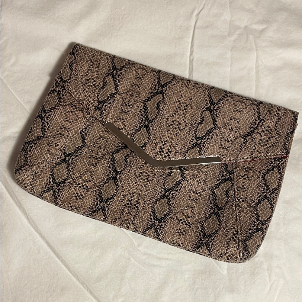 RW&CO. Brown Snakeskin Clutch